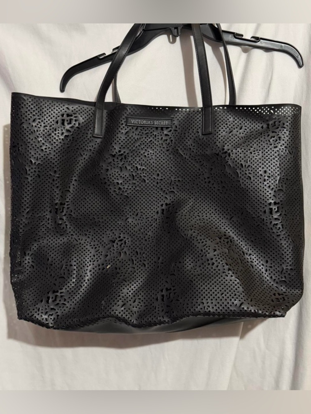 Victoria's Secret Black Laser-Cut Tote